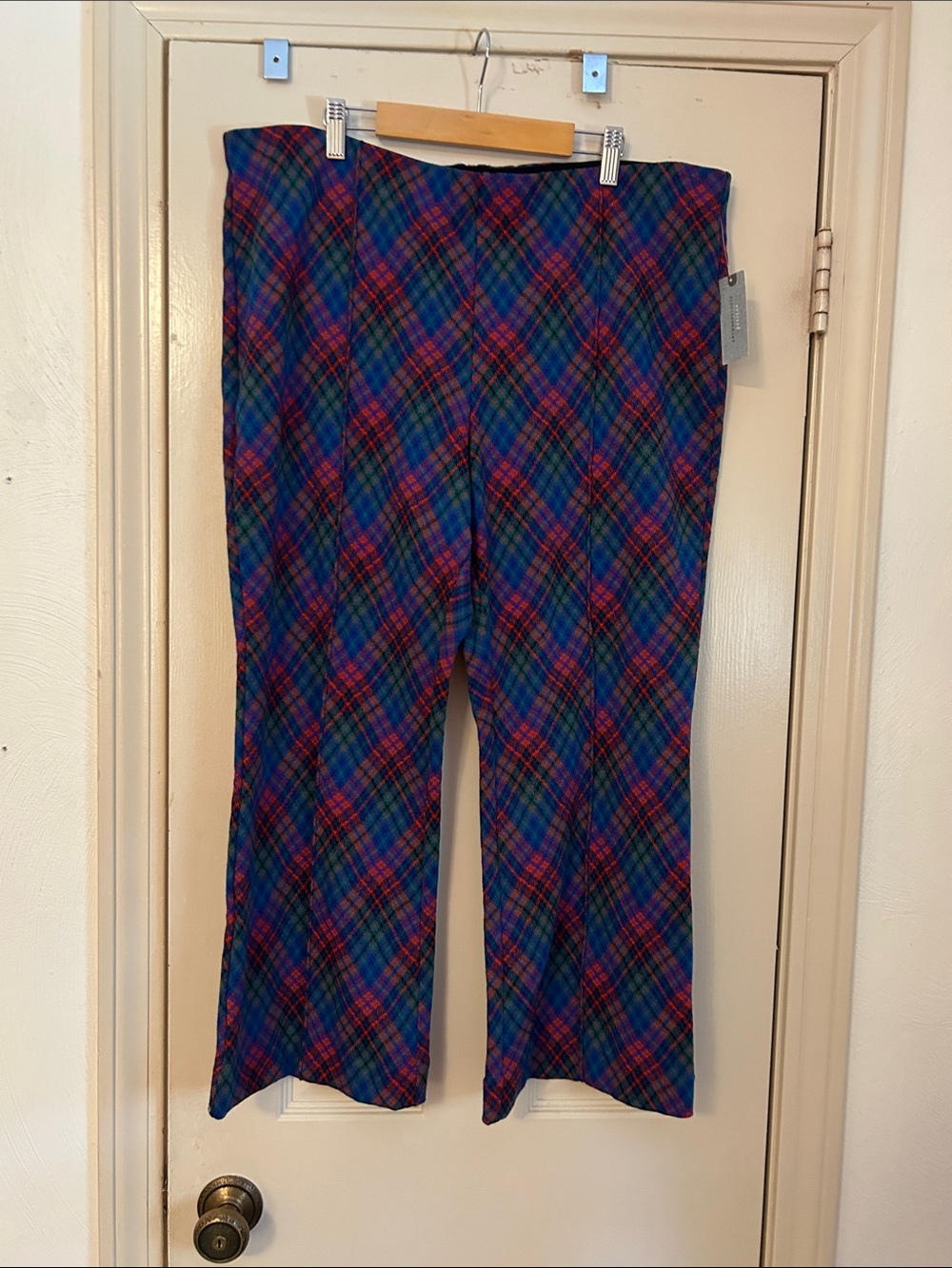 Anthropologie Plaid Margot pants in Blue, Red & Green